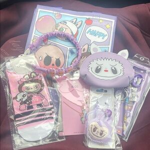 Labubu gift bundle bff necklace set socks headband bag charm gift bag and more